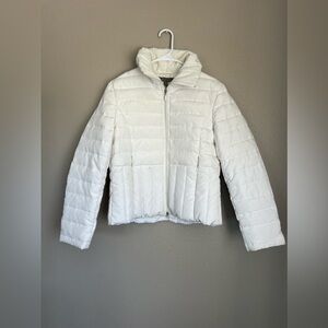 White puffer coat